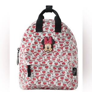 Zara Disney Minnie Mouse Heart Pattern Kids Backpack - Red and White